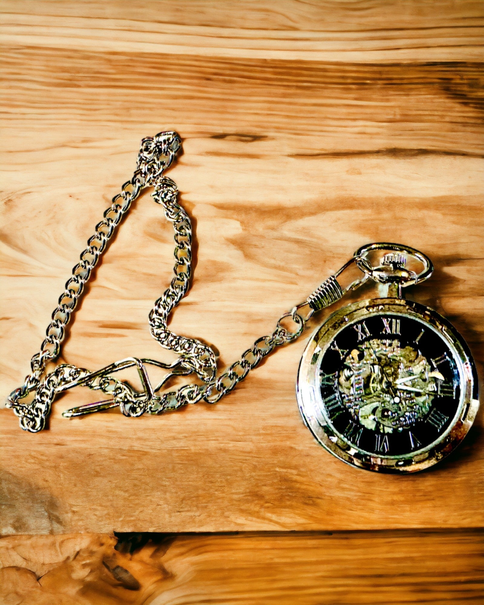 Zilveren Exclusieve Mechanische Zakhorloge in Retro Stijl, Waterdicht - Elegantie voor Elke Gelegenheid, met gravure