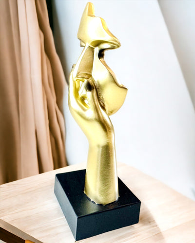 Abstracte Handbeeldhouwwerk "Touch of Art" - Kantoor Decoratie in Europese Stijl, Personaliseerbaar met Gravure 2 stuks