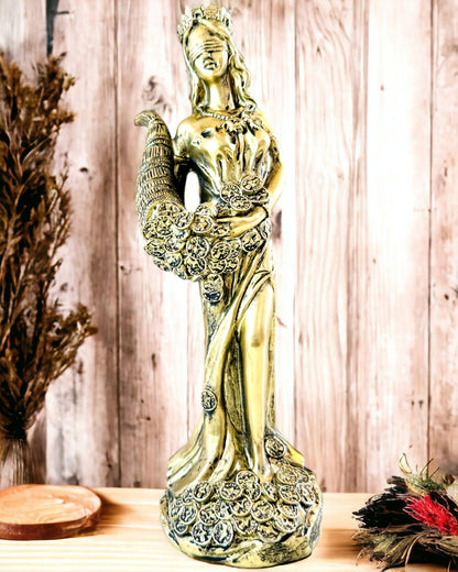 "Beeld van de Godin van Overvloed" - Decoratief Harsbeeld van Fortuna voor Thuis en Kantoor