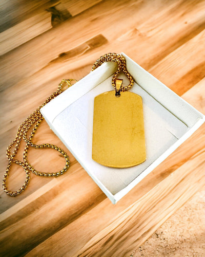 Ketting met Dog Tag "Drie Tintjes Stijl" - Identiteitsplaatje - Elegante Hanger van Roestvrij Staal met Gravure Optie