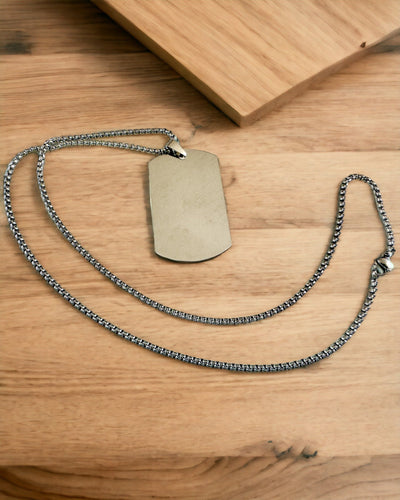 Ketting met Dog Tag "Drie Tintjes Stijl" - Identiteitsplaatje - Elegante Hanger van Roestvrij Staal met Gravure Optie