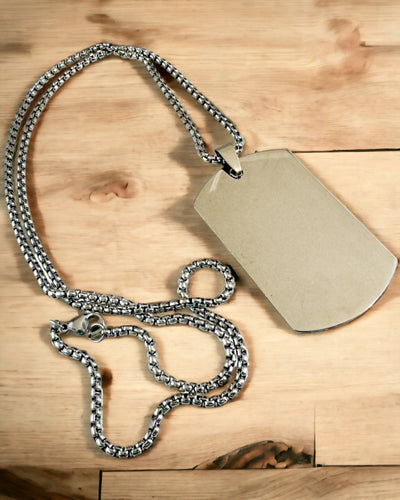Ketting met Dog Tag "Drie Tintjes Stijl" - Identiteitsplaatje - Elegante Hanger van Roestvrij Staal met Gravure Optie