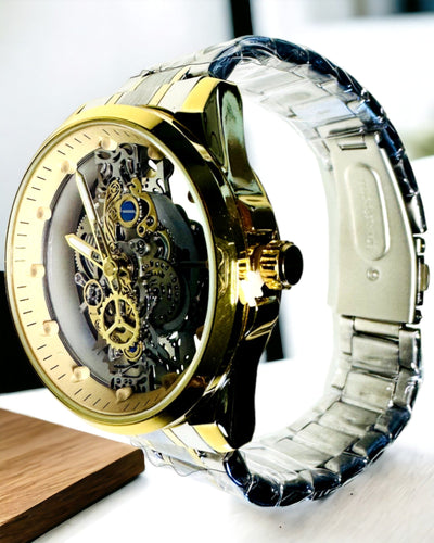 Mannen Kwarts Horloge "Vision Sport" – Dubbelzijdig Transparant met Aluminium