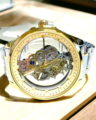 Mannen Kwarts Horloge "Vision Sport" – Dubbelzijdig Transparant met Aluminium