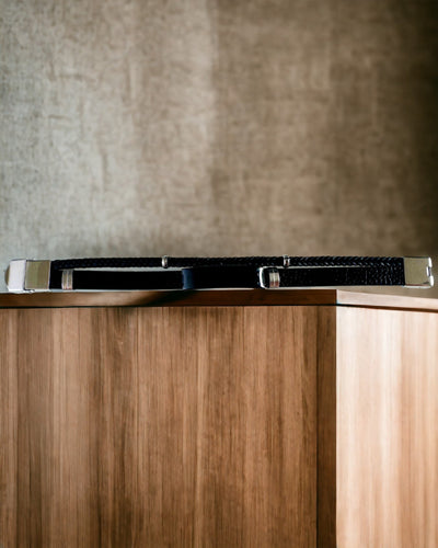 Herenarmband van PU-leer en roestvrij staal met graveermogelijkheid – Verkrijgbaar in twee kleuropties