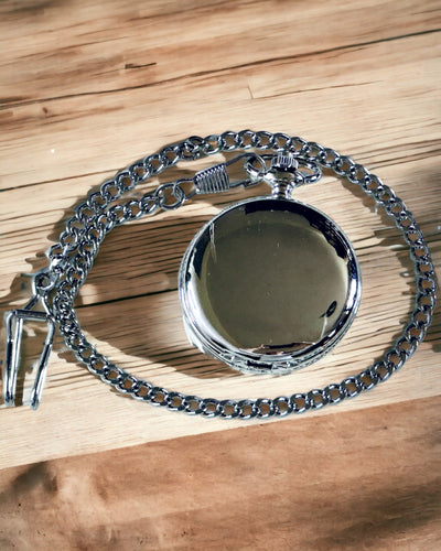 Klassieke Zakhorloge met Romeinse Cijfers en Ketting, Kwarts, Stalen Glans - zilverkleurig