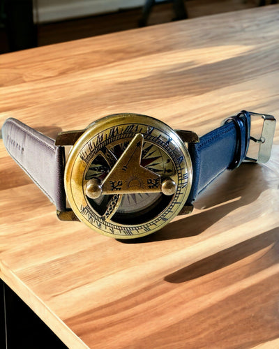 Zonnewijzer met Kompas - Handgemaakt, Authentiek Ambacht, mogelijkheid tot graveren