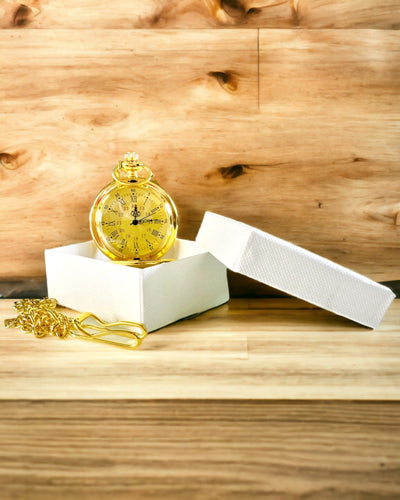 Gouden Retro Stijl Zakhorloge met Graveermogelijkheid