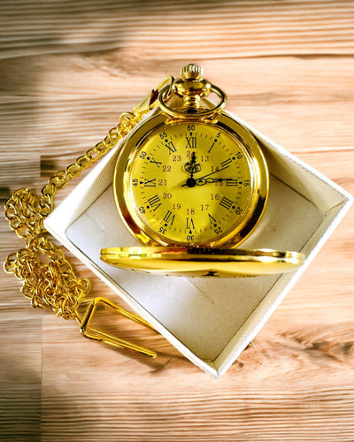 Gouden Retro Stijl Zakhorloge met Graveermogelijkheid