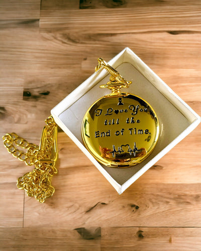Gouden Retro Stijl Zakhorloge met Graveermogelijkheid