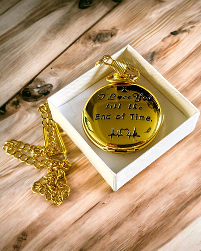 Gouden Retro Stijl Zakhorloge met Graveermogelijkheid