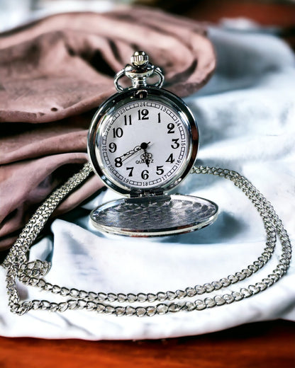 Klassieke Zilveren Zakhorloge met Graveeroptie