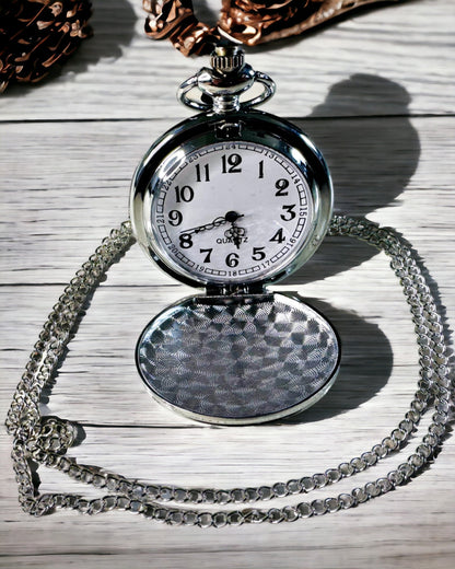 Klassieke Zilveren Zakhorloge met Graveeroptie
