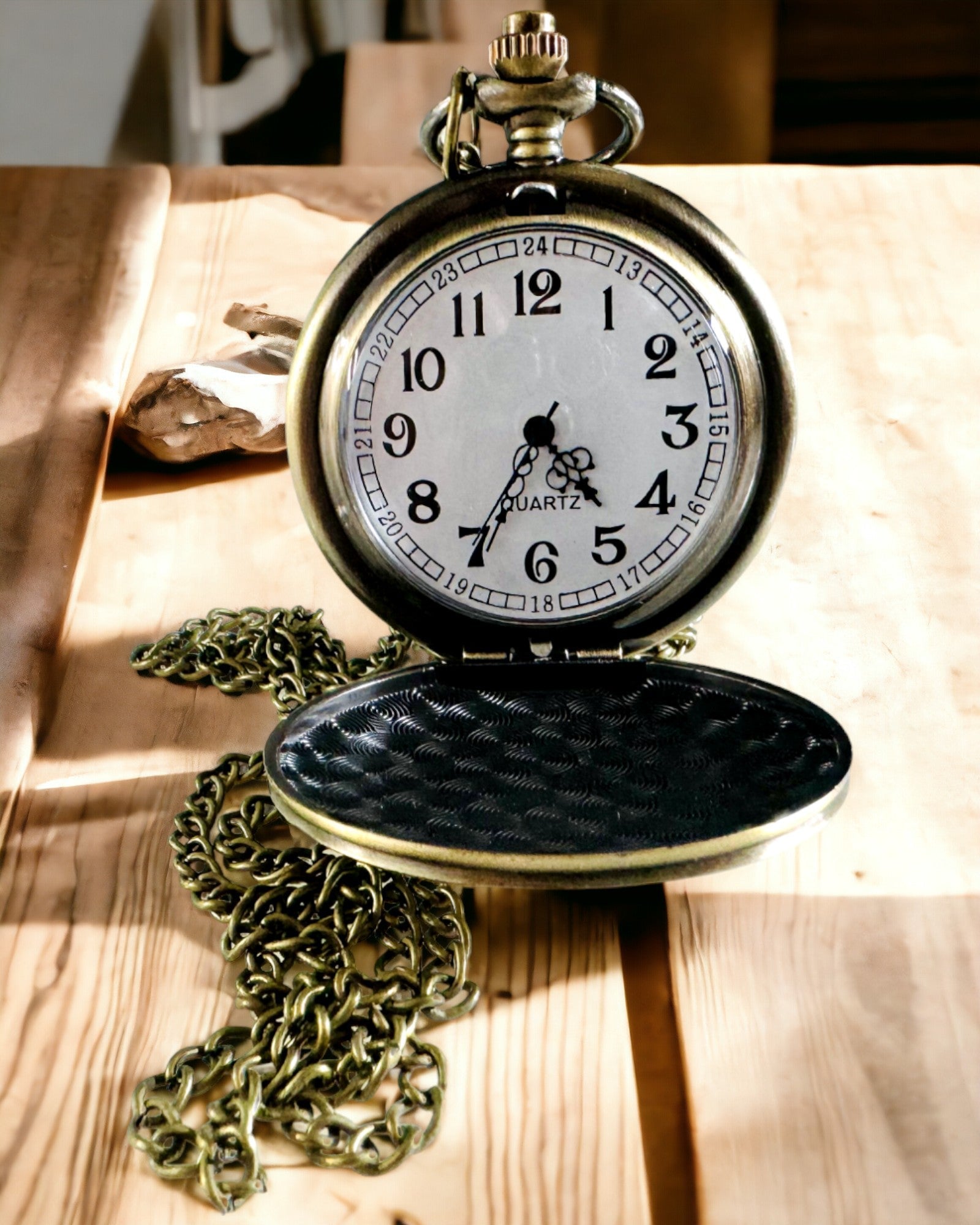 Vintage zakhorloge met personalisatiemogelijkheid - geborsteld goud