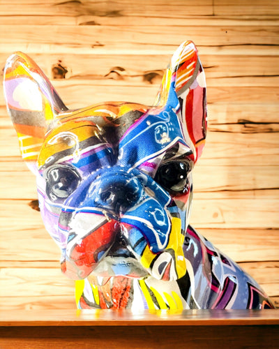 Handgemaakte Franse Bulldog Beeldje in Street Art Stijl met Gravure Optie