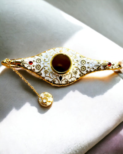 Magische Lamp van Aladdin met Graveeroptie - Witte Variant, verweven met goud