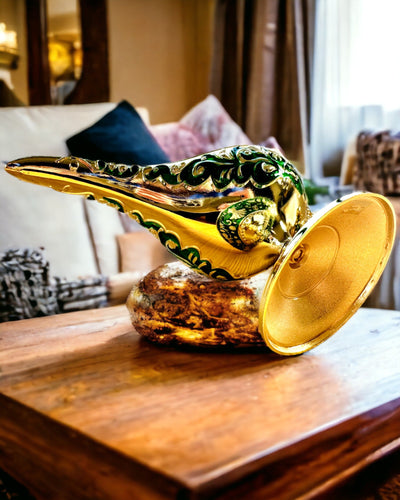Magische Lamp van Aladdin met Graveeroptie - Variant Donkergroen, verweven met goud