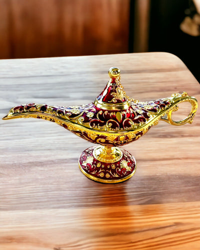 Magische Lamp van Aladdin met Graveeroptie - Bordeaux Variant, verweven met goud
