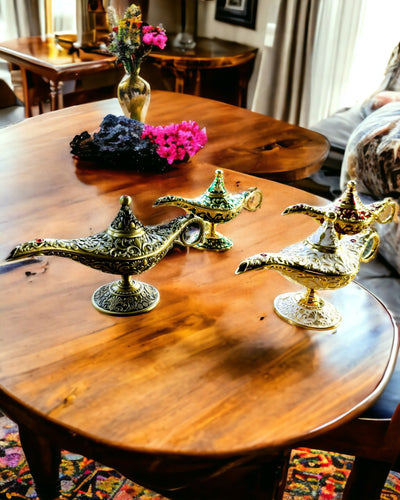 Magische Lamp van Aladdin met Graveeroptie - Witte Variant, verweven met goud