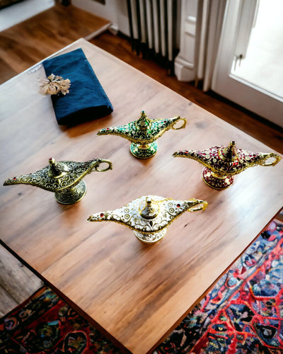 Magische Lamp van Aladdin met Graveeroptie - Variant Donkergroen, verweven met goud