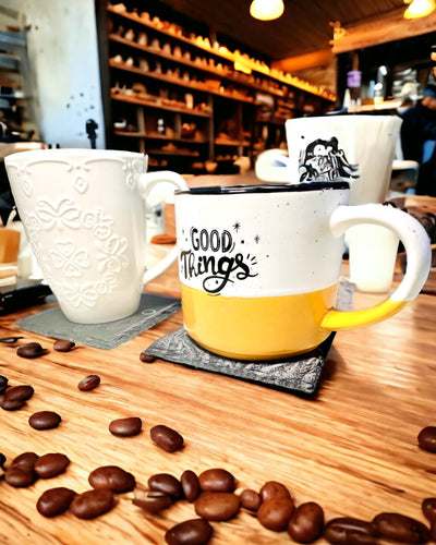 Onderzetter voor koffie, thee van Natuurlijke Steen met Gepersonaliseerde Gravure – Vierkant, cirkel, zeshoek, 10 cm