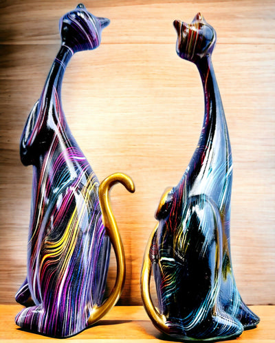 "Koci Eleganci" - Set Decoratieve Beelden van Hars met de mogelijkheid tot personalisatie met gravure