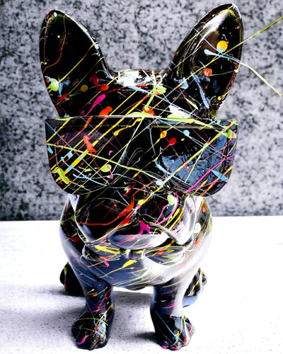 Kolorowy Psiak Artystyczny - Handgeschilderde Franse Bulldog, personalisatie met gravure, ideaal als cadeau