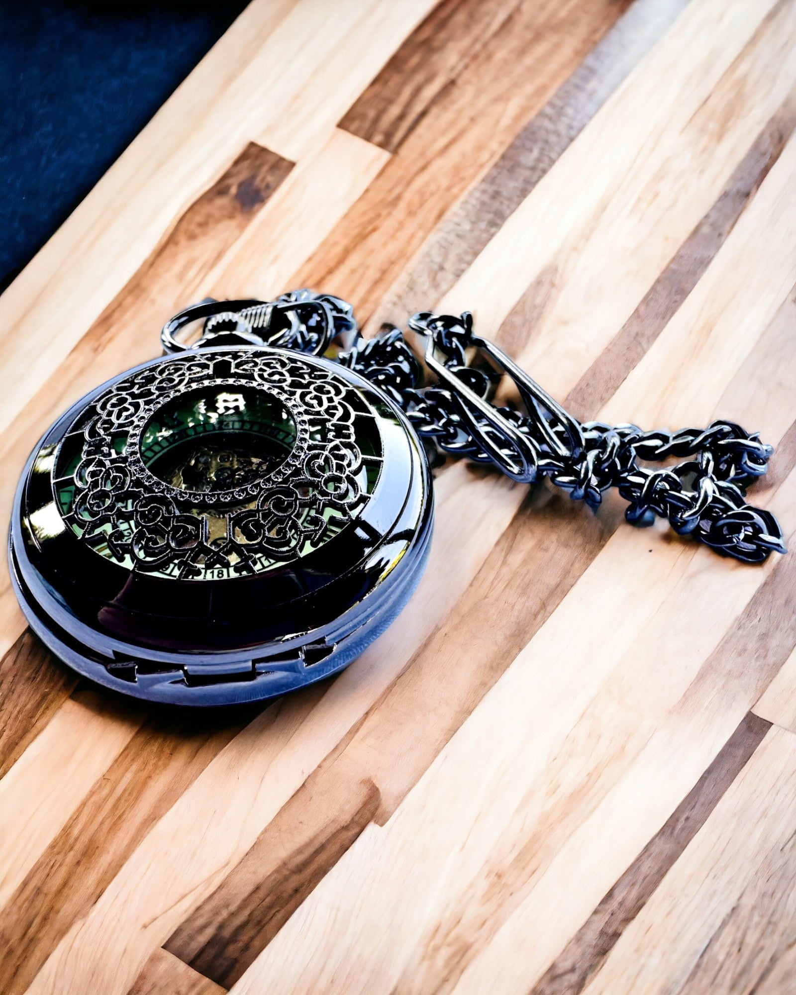 Zakhorloge "Eterna Elegantie", gepersonaliseerd cadeau, graveren. Kleur zwart
