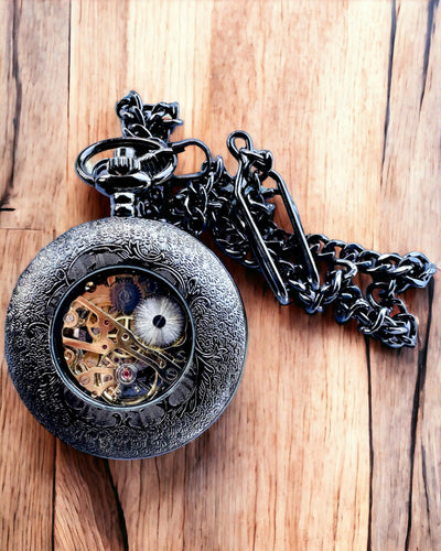 Zakhorloge "Eterna Elegantie", gepersonaliseerd cadeau, graveren. Kleur zwart