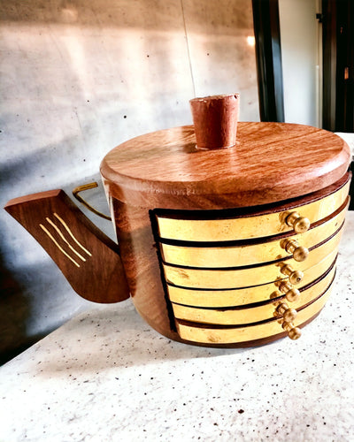 Retro Houten "Theedoos" met Gravure Optie