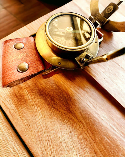 Zonnewijzer "Antieke Kompas", polshorloge met kompas, mogelijkheid tot personalisatie met gravure