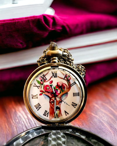 Zakhorloge Boswachter - Elegante Zakhorloge met Hertmotief, mogelijkheid tot personalisatie met gravure