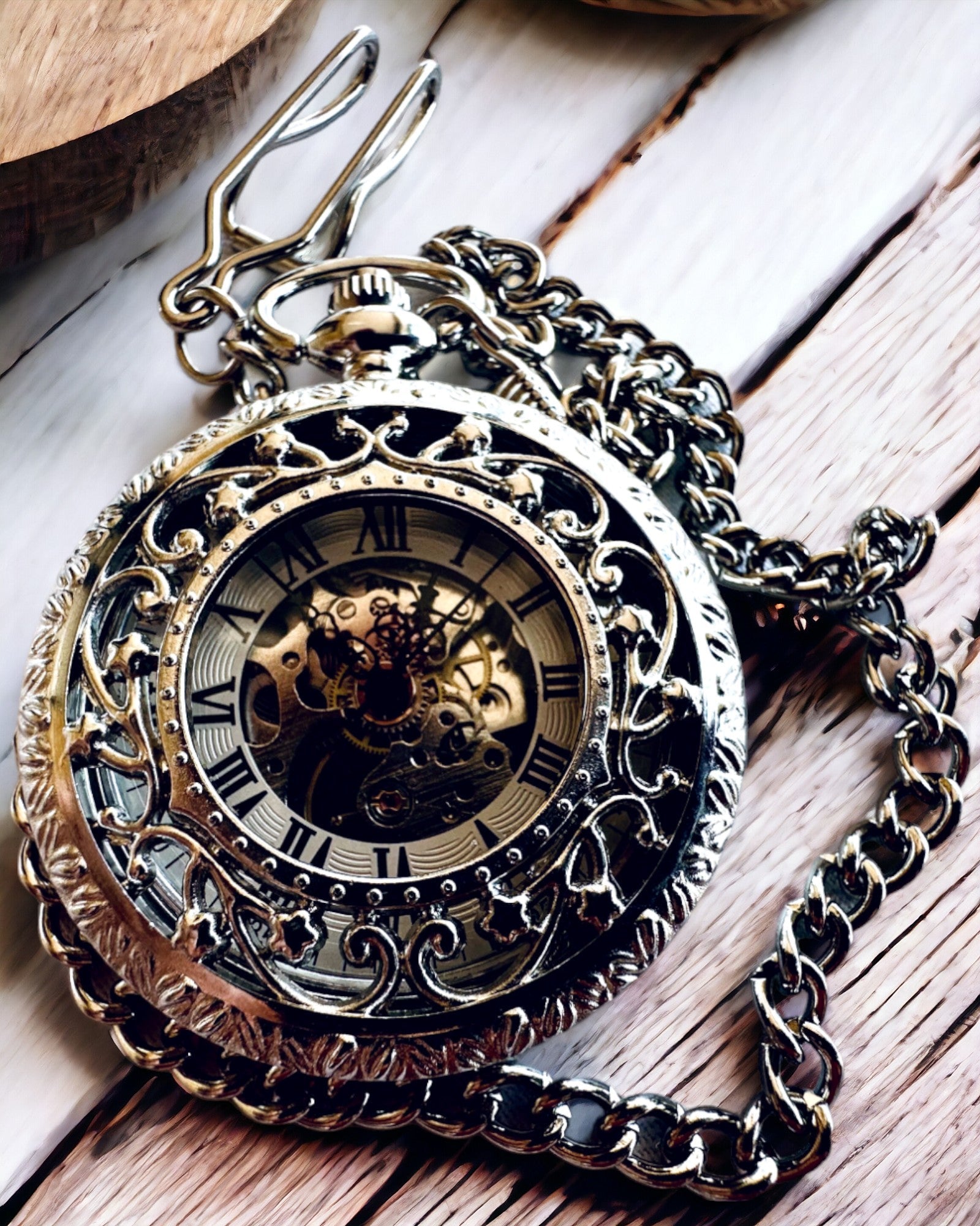Zilveren zakhorloge "Vintage Elegance" met mogelijkheid tot personalisatie met gravure