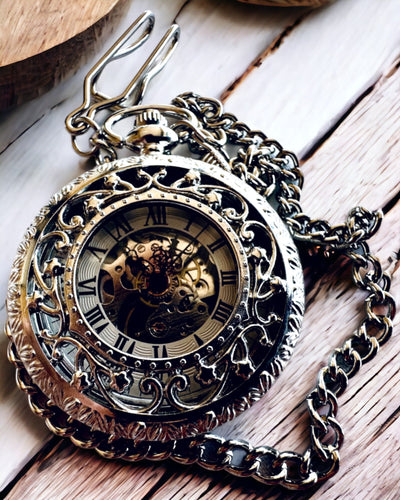 Zilveren zakhorloge "Vintage Elegance" met mogelijkheid tot personalisatie met gravure