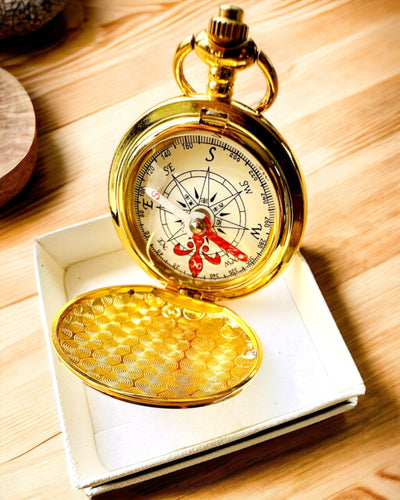 Kompas Wędrowiec met Gravure-optie - kleur goud