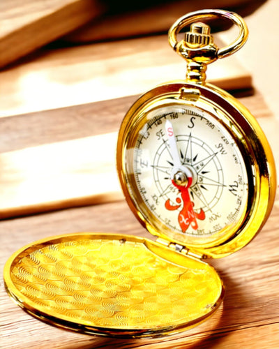 Kompas Wędrowiec met Gravure-optie - kleur goud