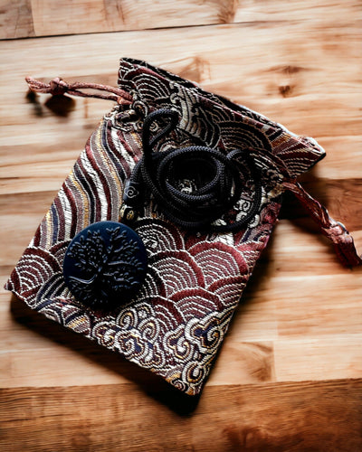 Obsidiaan "Levensboom" Ketting - personalisatie met gravure