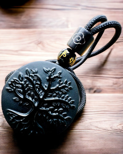 Obsidiaan "Levensboom" Ketting - personalisatie met gravure