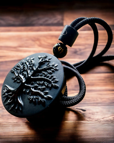 Obsidiaan "Levensboom" Ketting - personalisatie met gravure