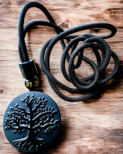 Obsidiaan "Levensboom" Ketting - personalisatie met gravure