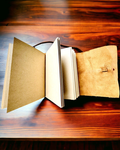 Premium Notitieboek "RetroNotes" – Elegant notitieboek van Echt Leer - 200 pagina's, 120g, notitieboek, schetsboek, bruine kleur, personalisatie met gravure