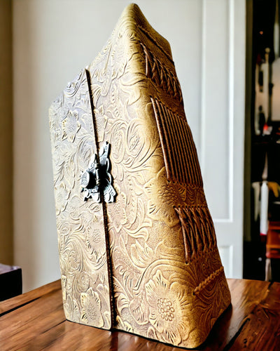 Luxe Retro Notitieboek met Leren Omslag - "Vintage Elegance", 480 pagina's, mogelijkheid tot personalisatie met gravure