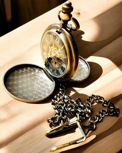 Klassieke zakhorloge "Vintage Elegance", kleur goud, mogelijkheid tot personalisatie met gravure