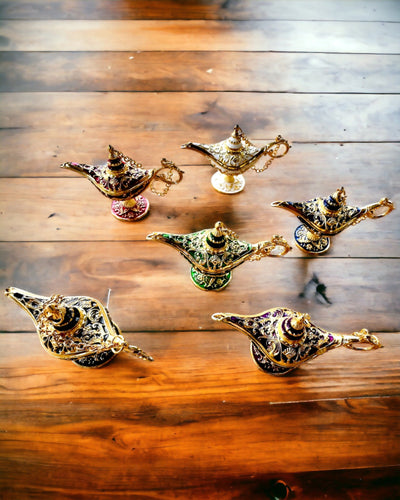 Kleine 4 cm Magische Lamp van Aladdin, sleutelhanger, 6 kleuropties - Betoverde Herinneringen, personalisatie met gravure