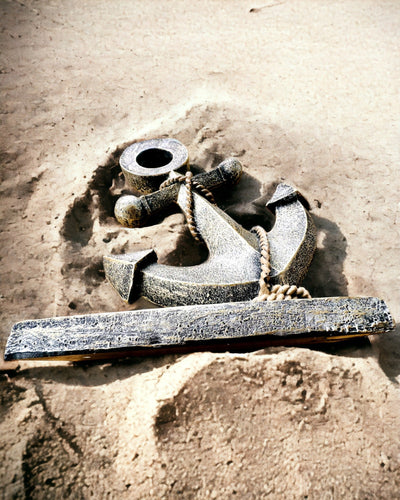 Rustieke Hars Ankerbeeld - "Zee Legende", anker personalisatie met gravure