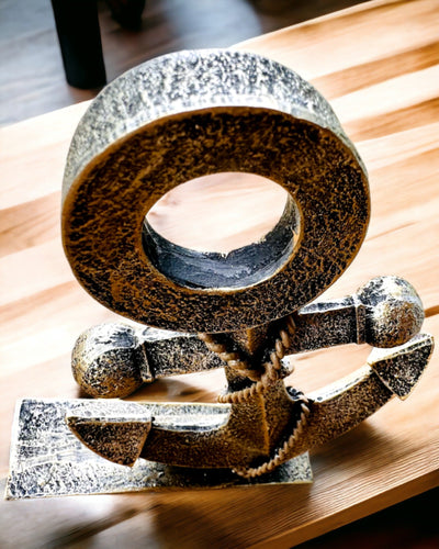 Rustieke Hars Ankerbeeld - "Zee Legende", anker personalisatie met gravure