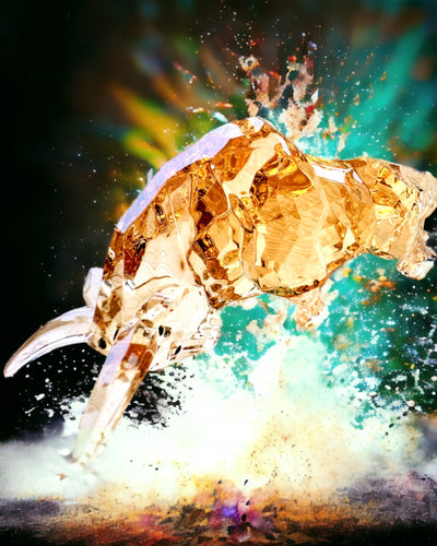 Beeld "Gouden Stier" van Hars, transparant design, mogelijkheid tot personalisatie