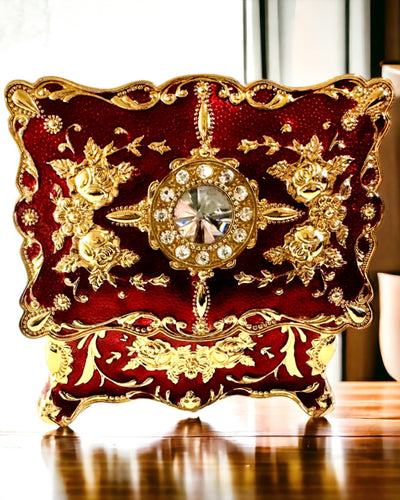 Vintage Stijl Sieraden Organizer – Metalen Schatkistje met Decoratieve Elementen