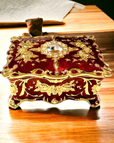 Vintage Stijl Sieraden Organizer – Metalen Schatkistje met Decoratieve Elementen