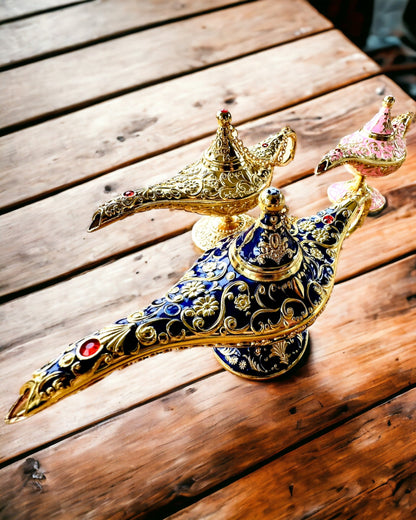 Magische Lamp van Aladdin met Graveeroptie - Roze Variant, verweven met goud